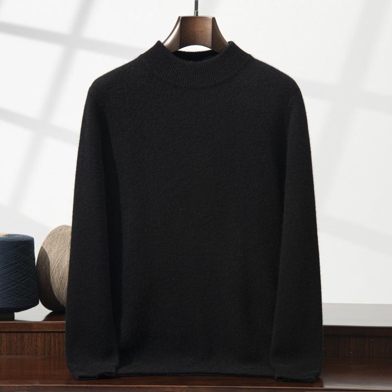 New thickened cashmere sweater semi-turtleneck sweater with cashmere bottoming knitted sweater