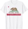 California State Flag Grizzly Bear CALI Distressed Style T-Shirt