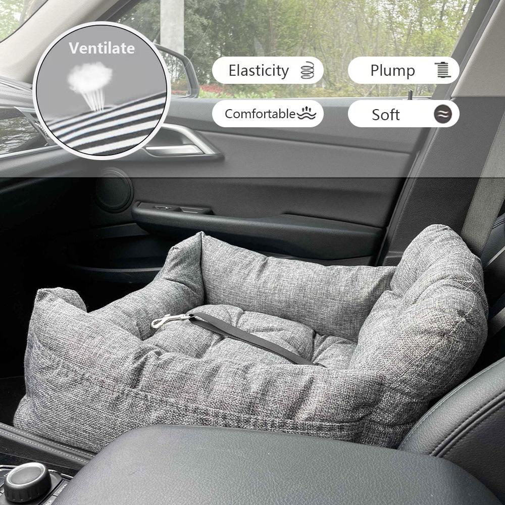 

Dog Car Seat with Safety Strap Car Booster Seats for Small Medium Dogs or Cats Universal Comfortable Dog Bed for Car Single Seat серый