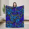 Butterfly Wings Blue Fleece Blanket Fuzzy Soft Plush Blanket for All Season Throws for Home Couch Bed Sofa Livingroom Office
