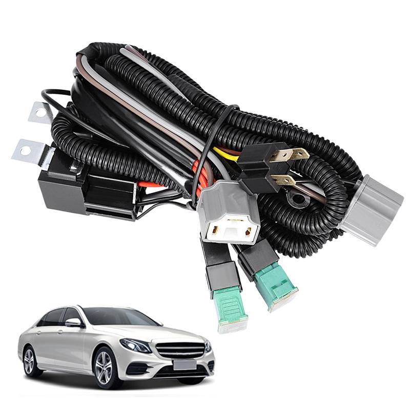 Dual High Low Beam Headlight Relay Wiring Harness H4 Relay Harness Led Headlight Wiring Extension with High Heat Ceramic Plugs
