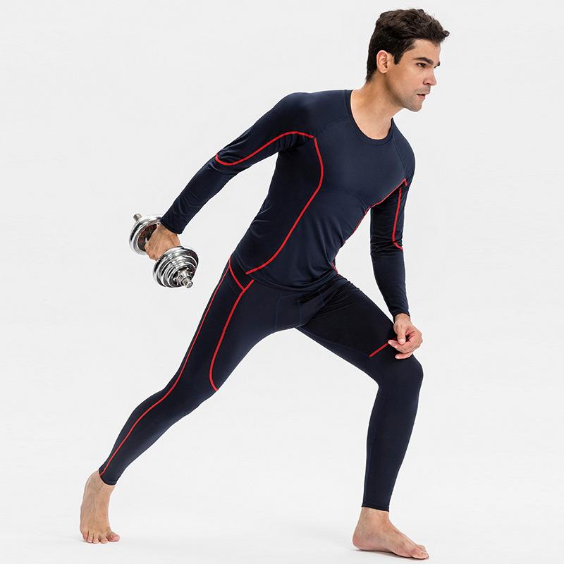 Hrudník Pro Pánské Fitness Dlouhý rukáv Těsné Rychleschnoucí Trénink Sportovní oblečení Vysoce elastické Běžecké Tričko odvádějící pot Top