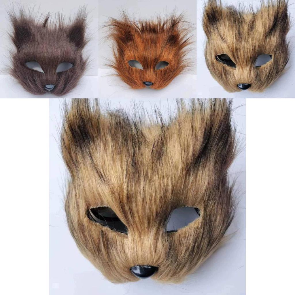 Fox Plush Half Mask With Features For Halloween Costume Parties And Cosplay Events
