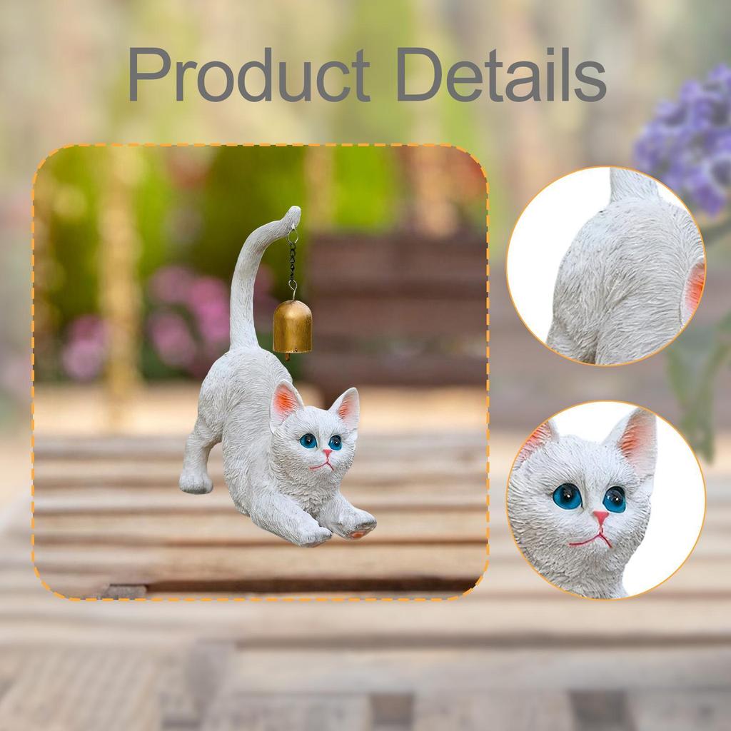 Harz Katzenfigur Dekorative Skulptur Garten Tierstatue Modernes Ornament für Veranda Rasen Einweihungsdekoration