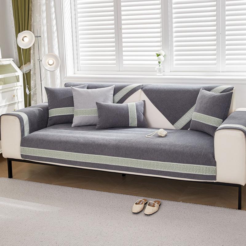 

Cream Wind Sofa Cushion Universal In All Seasons French Skirt Sofa Cover Simple Non-Slip Chenille Seat Cushion Cover Cloth Towel 70*70cm