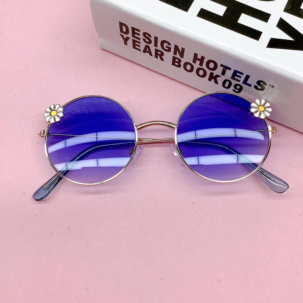 2025 New children's sunglasses round frame flower baby travel sun-shading concave shape wear photo sunglasses fashion