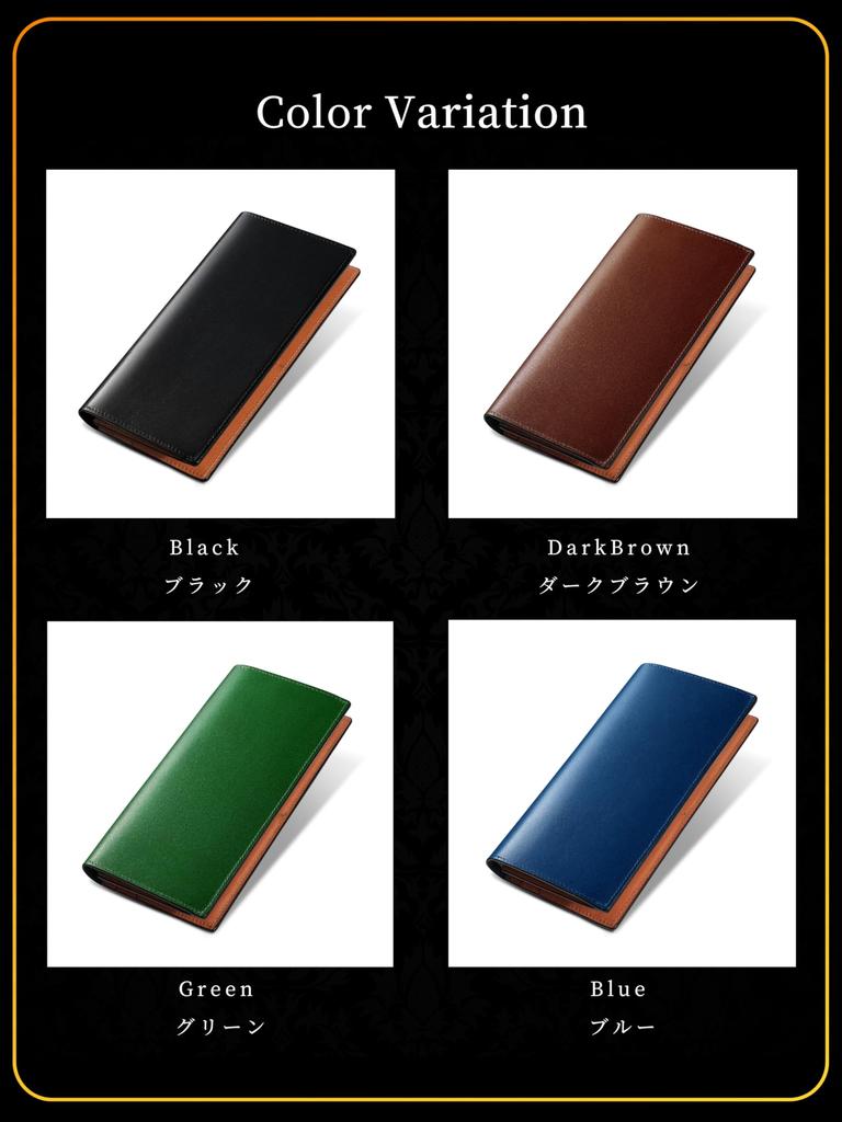 Fabrizio Long Wallet with Coin Made by Top Leather Premium Italian Genuine Large Shine Black Men's Wallet, Purse, Stylish, Artisans, Leather, Leather,