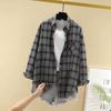 Lente Herfst Mode Shirt Grote Maat Lange Klassieke Mouw Enkelrijig Kraag Opgestikte Zak Los Geruit Print Casual Shirt Blouse