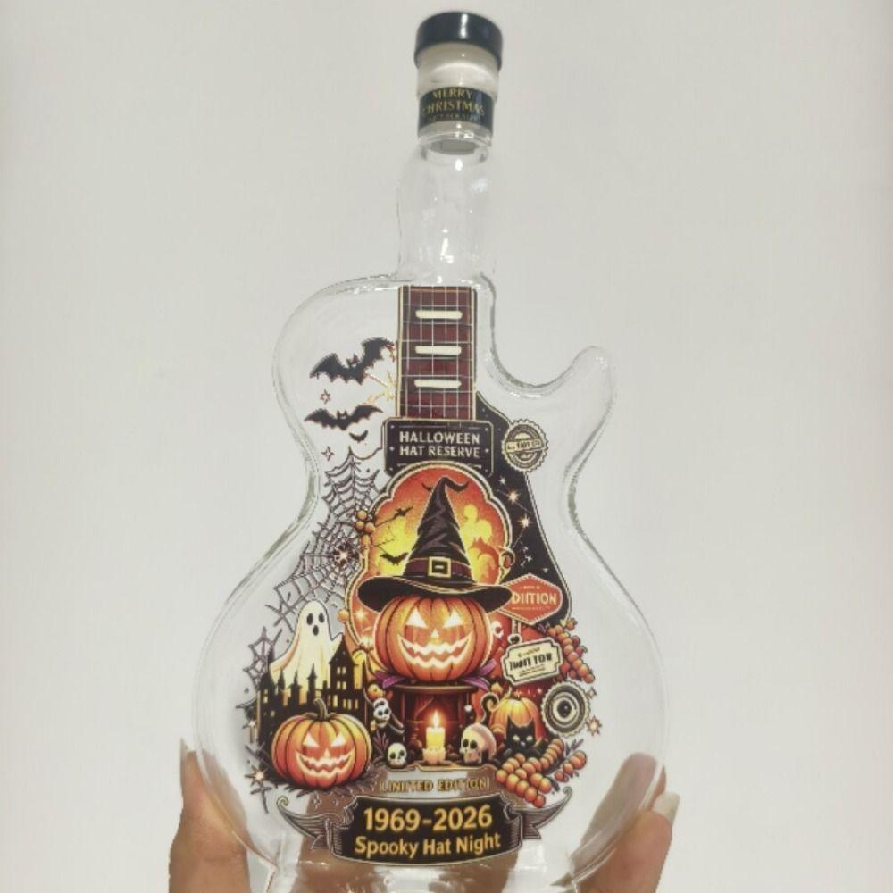 Bat Halloween Guitar Shaped Decanter Ghost Empty Wine Bottle Home Decor