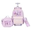 Li Shen Girls' 3-Piece Rolling School Backpack Set