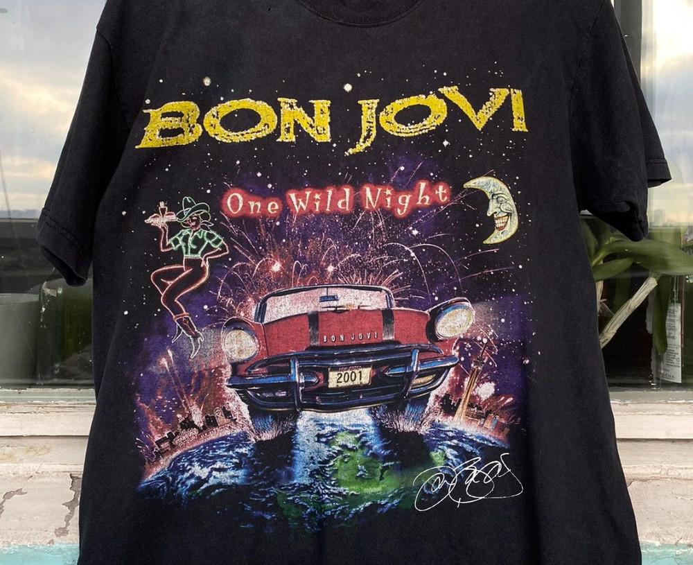 Vintage 2001 Bon Jovi One Wild Night Shirt Black Men Unisex S-234XL Unisex T-Shirt
