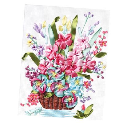 Kit fai da te per ricamo con nastri, fiori, punto croce, artigianato, decorazioni murali