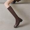 Krazing Pot Microfiber Autumn Winter Shoes Low Heels Size 43 Long Boots Half Boots Zip Stretch Thigh High Boots