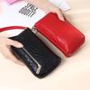Elegant Long Women's Genuine Leather Clutch Wallet with Thin Korean Style Zipper
