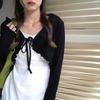 Gentle Style Women's Wood Ear Edge Cardigan: Thin, Short, Lace-Up Camisole Shawl with Sun Protection.