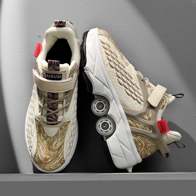 Transformable Dual-Use Roller Skates: 4-Wheel To Inline, Ice, & Walking Shoes