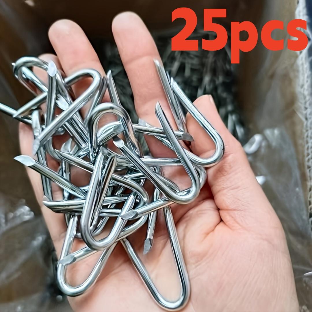 

25Pcs Fernet Fixing Staples Fasteners U Shaped Nails Wood Nail Bits Fencing Netting U Staples Saddle Fence Nails