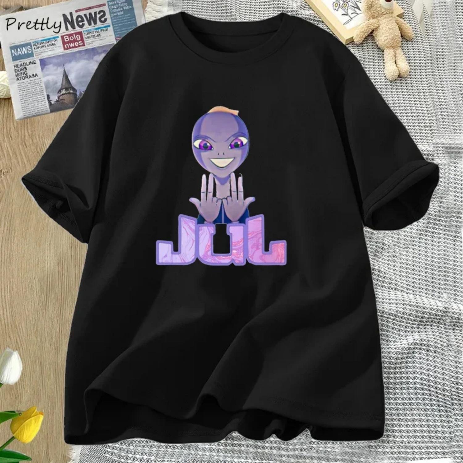 

JuL T Shirts Music Rapper Graphic T Shirts Women s Cotton Vintage Short Sleeve T-shirt Male Tops Streetwear Tee Unisex Oversized XXXXXL чорний