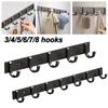 Aluminum Alloy Wall Mounted Hook Rack Strong Adhesive Space Saving Towel Rack Hook Heavy Duty Load Bearing 3-8 Hooks