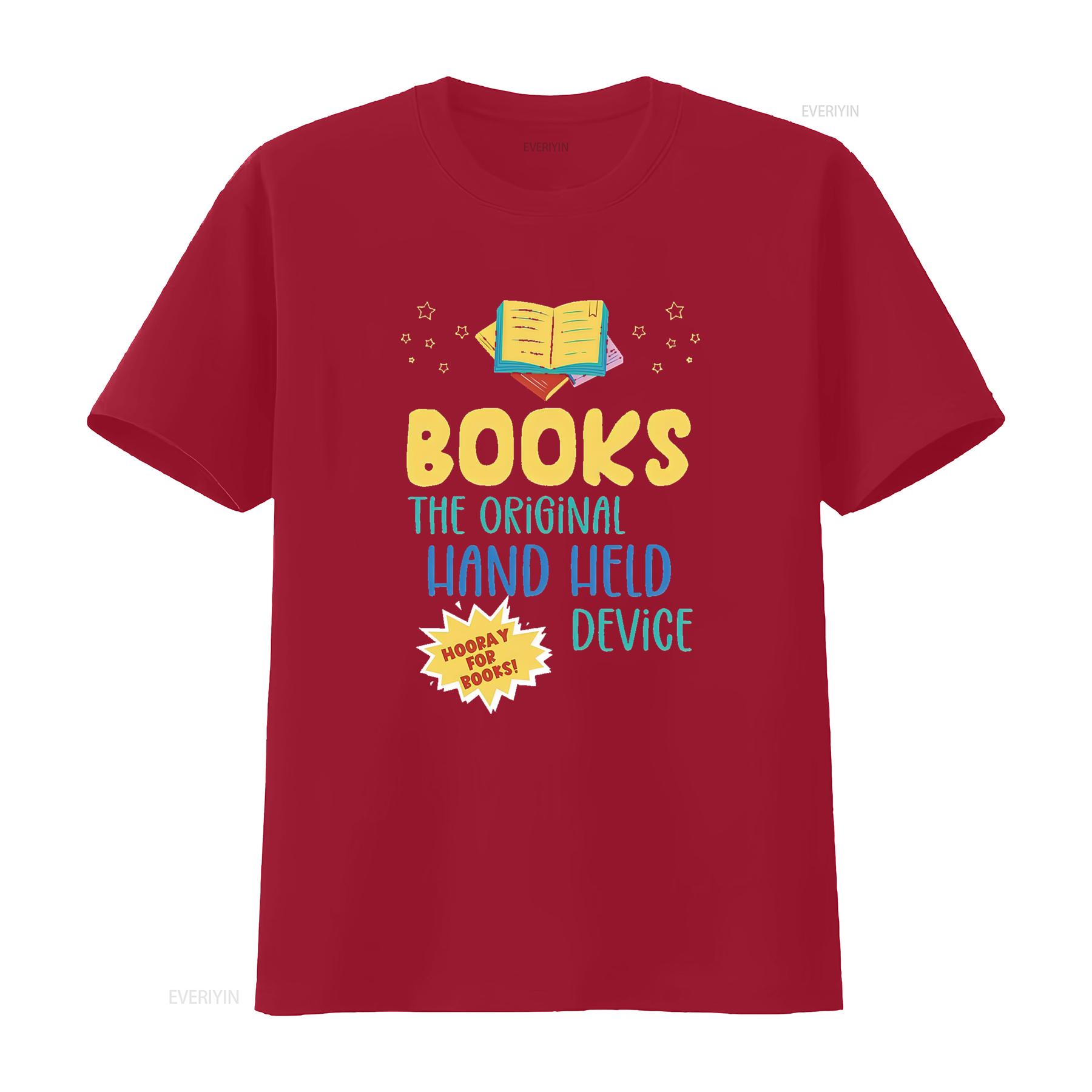 Books The Original Hand Held Device Librarian Read Teacher Short sleeve T Shirt vintage Washed designer clothes Unisex S