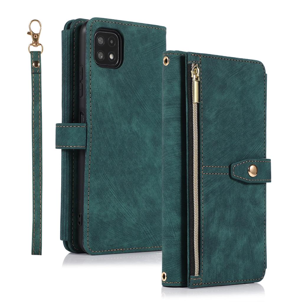 Crossbody Leather Zipper Cards Solt Wallet Case For Samsung Galaxy A54 A14 A34 A23 A12 A53 A52 S23 Ultra S22 S21 FE Pocket Cover