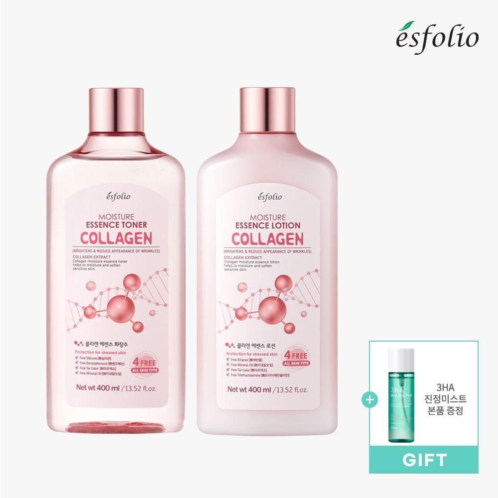 

Esfolio Collagen Essence Toner + Lotion Set 400ml each [Calming mist included]
