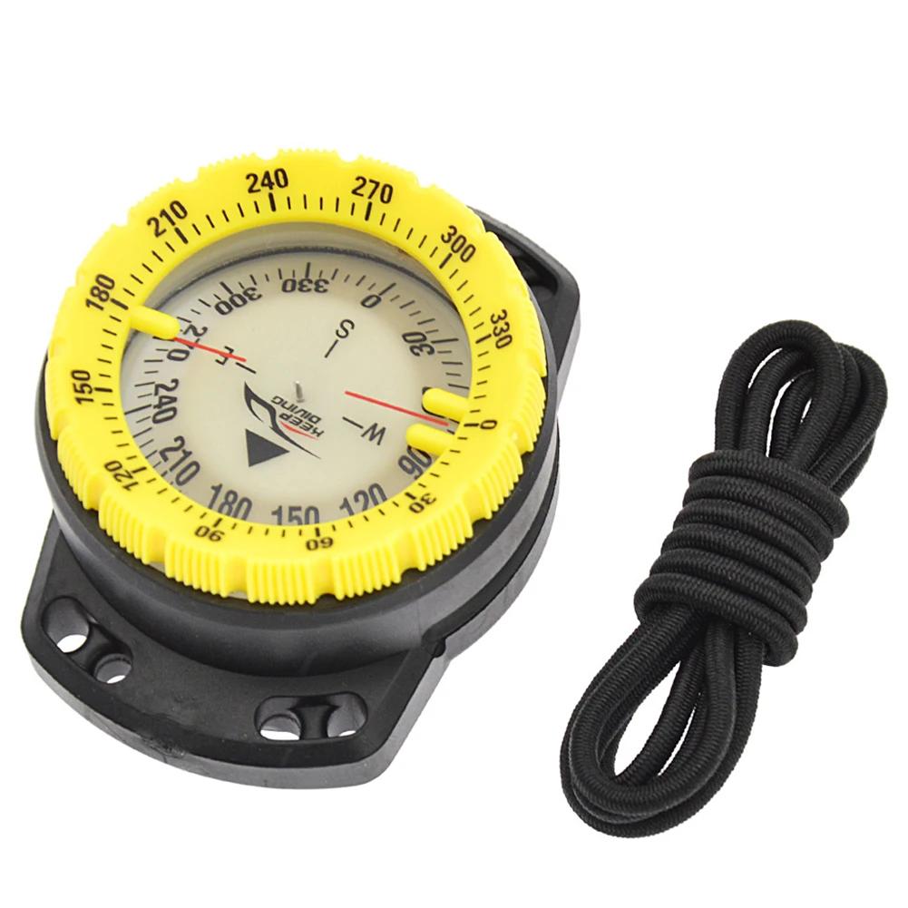 

50m Waterproof Diving Compass Underwater Caving Camping Compass with Elastic Rope Diving Scuba Fluorescent Dial Point Guide жовтий