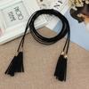 Ethnic Style Braided Tassel Belt Solid Color Women Waist Chain Fashion Hollow Belt