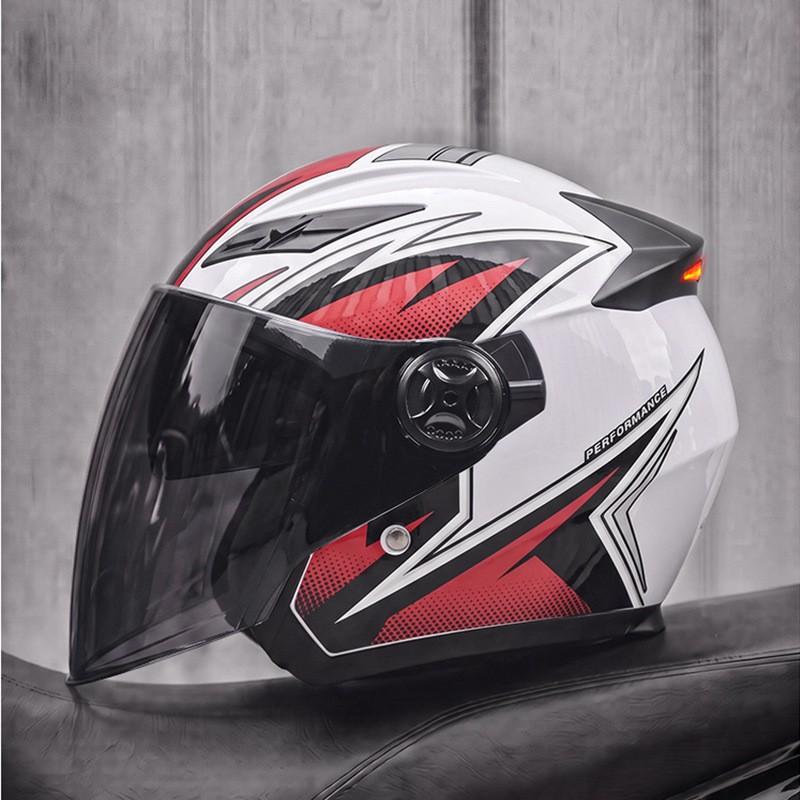 AD 3/4 Motorcycle Helmet Men Women 3C Certified Half Face With LED Light Commuting All Season