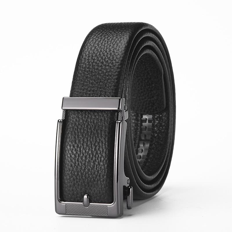 

[Кожа первого слоя] Ремень, мужской кожаный ремень высокого класса для бизнеса, мужской ремень с автоматической пряжкой из сплава 130cm