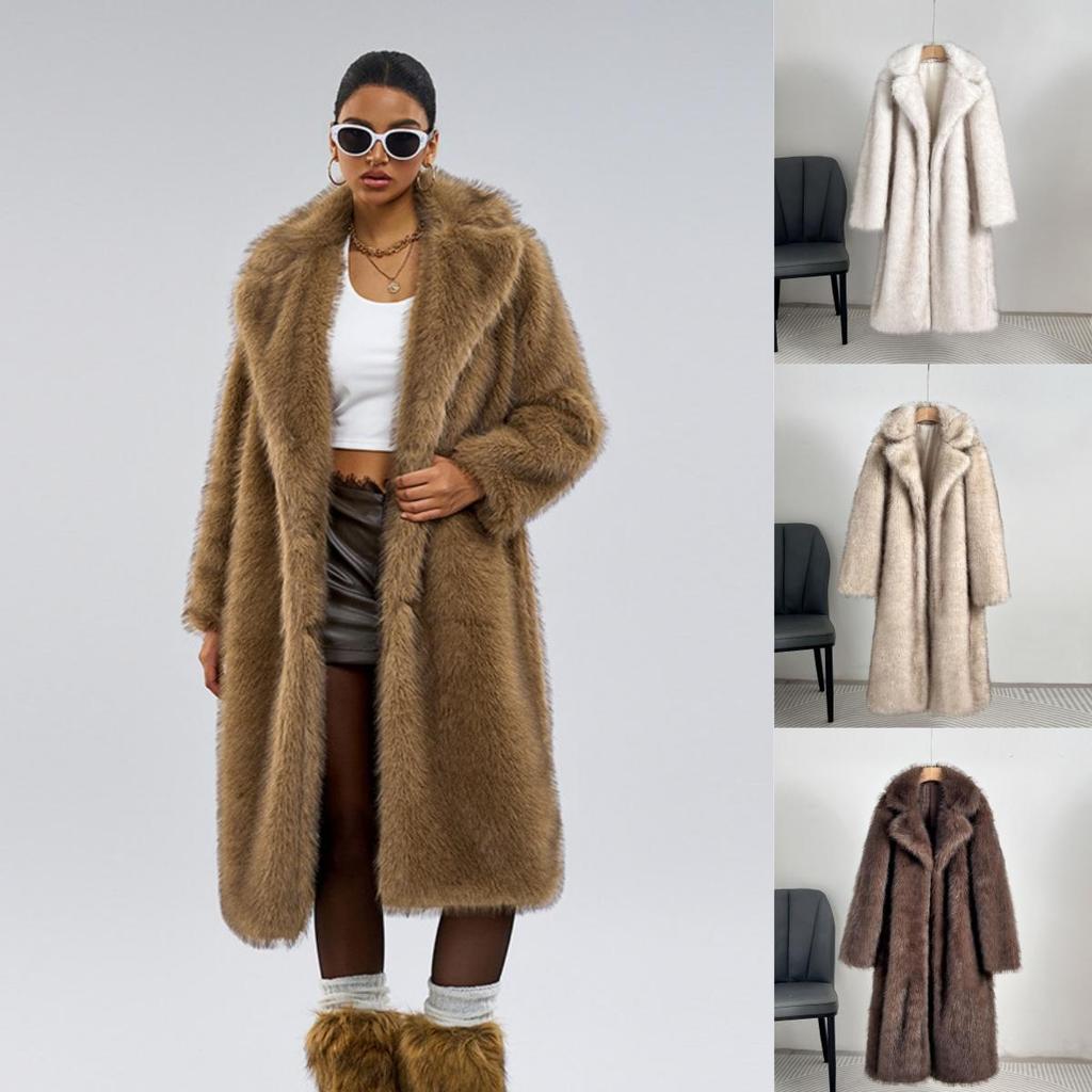 2026 Autumn and Winter Women's Extended Imitation Fur Suit Collar Coat Coat Artificial Fur Imitation Fur Coat