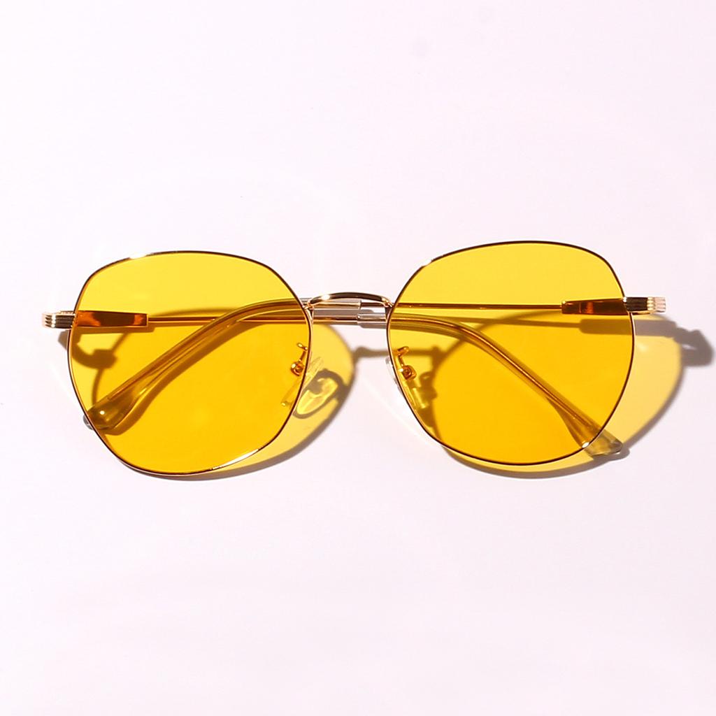 Round Glasses Men'S Candy Color Red Literary Sunglasses Women'S Metal Big Face Sunglasses Supply