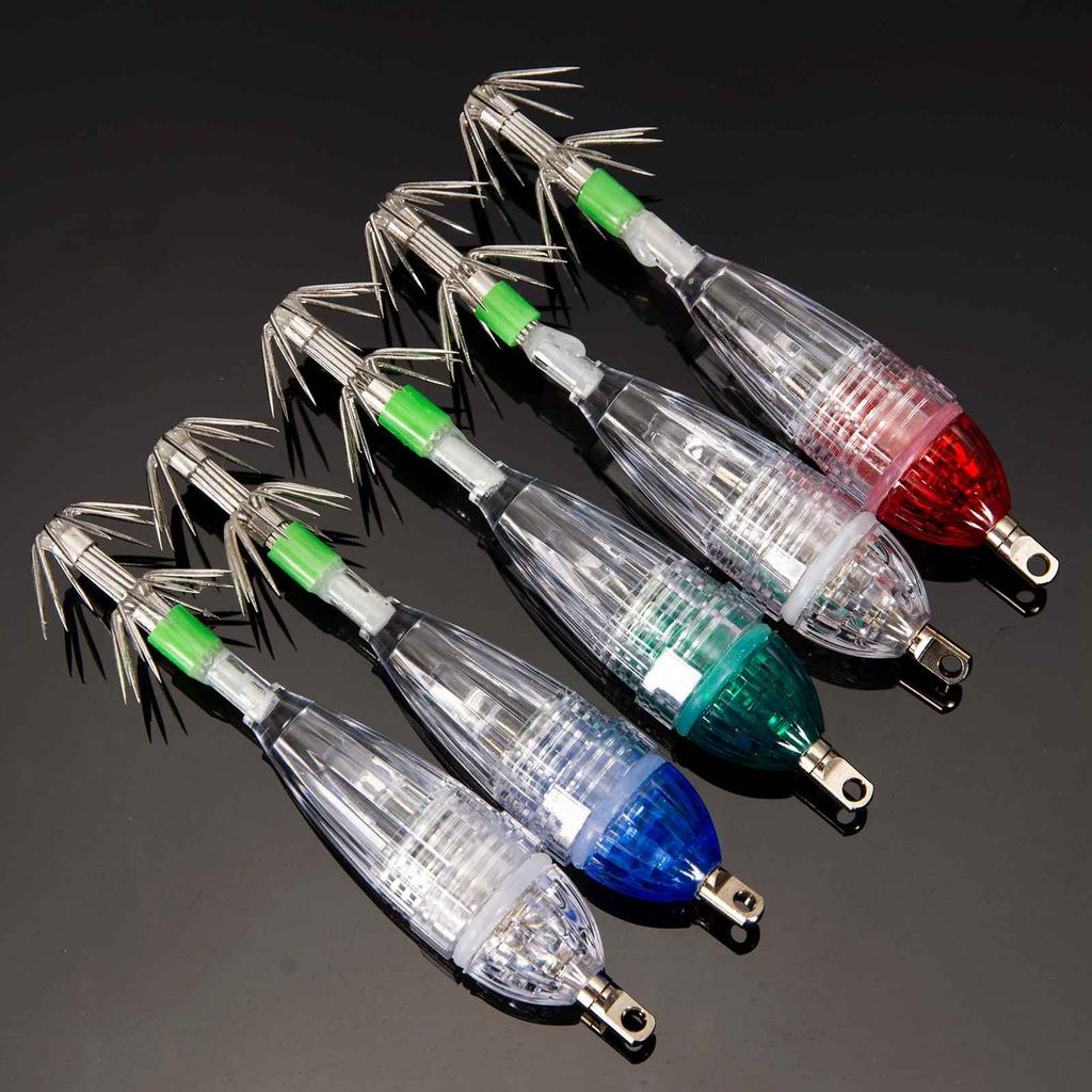 Waterproof Underwater LED Fishing Light Fish Lure Attracting Light Lamp with Squid Jig Hooks