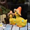 Mushroom Straw Hat Small Yellow Duck Silicone mold  Animal Duck Decor Statues Outdoor Courtyard Garden Landscape Home Decor