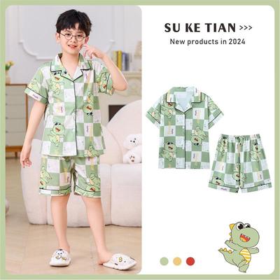 Girls' Cartoon Summer Pajama Set - Short Sleeve, Lightweight, Home Wear for Boys and Girls