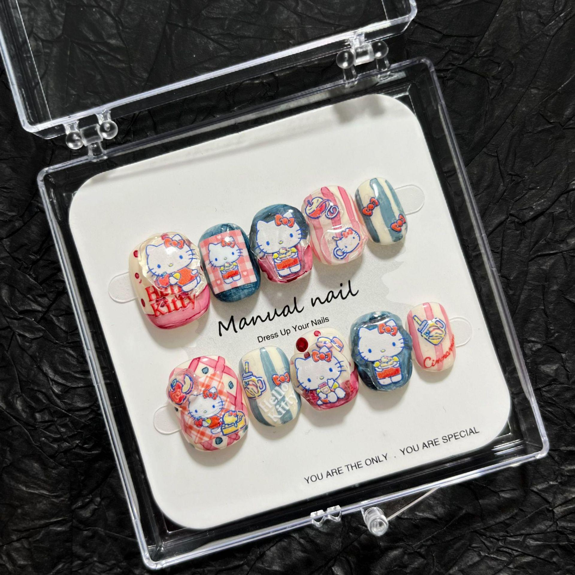 Cute Cartoon Girl Nail Art Stickers A667 - Handmade, Short, Round, Removable Adhesive for Easy Wear L