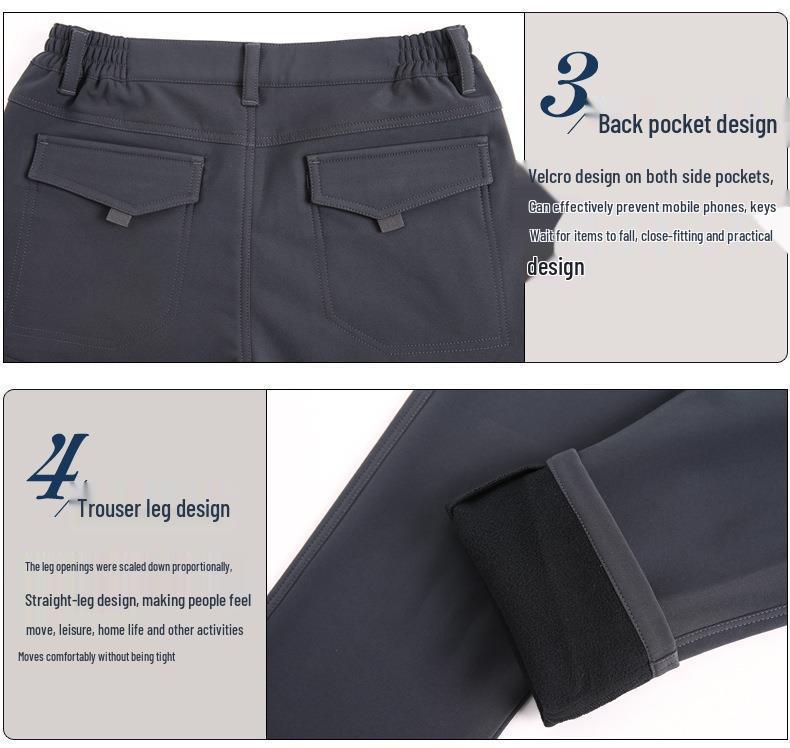 Pánské rychleschnoucí outdoorové turistické kalhoty - Podzim/Zima, S plusovým sametem, Vícekapsové, Volný střih, Velká velikost.