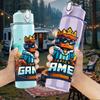 1PC Gamer King Cartoon Character 750ml Color Plastic Sports Water Bottle Leakproof Flip Straw Lid Suitable for Sports Office Home Use