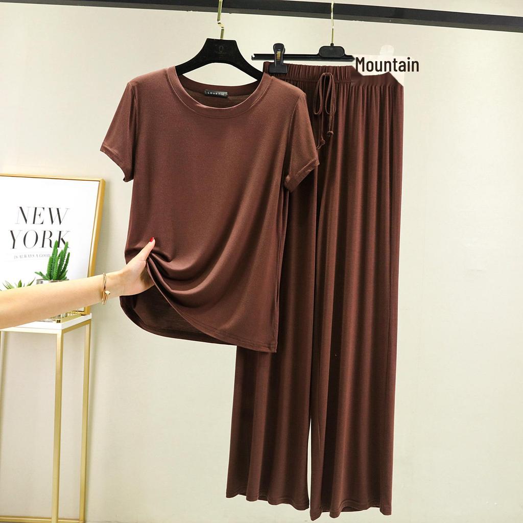 Women's Modal Short-Sleeve T-Shirt and Shorts Casual Two-Piece Suit