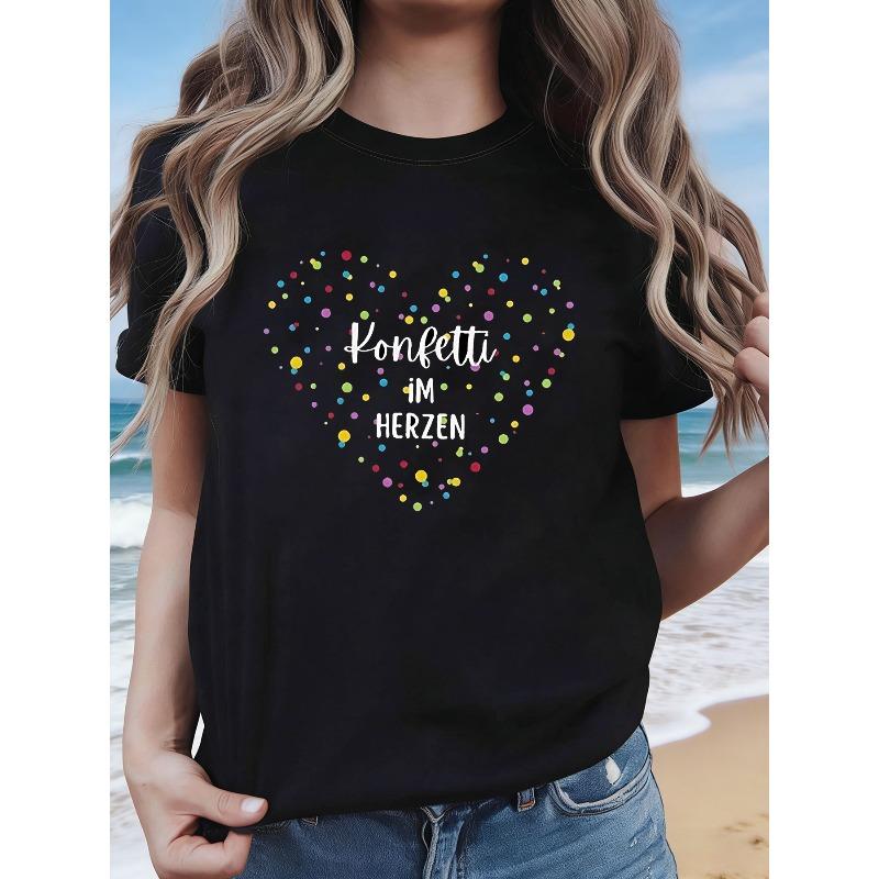 Plus Size - Plus Size - German Romance: Confetti in The HEART, Colorful Paper Scraps, Heart Patterns S чёрный