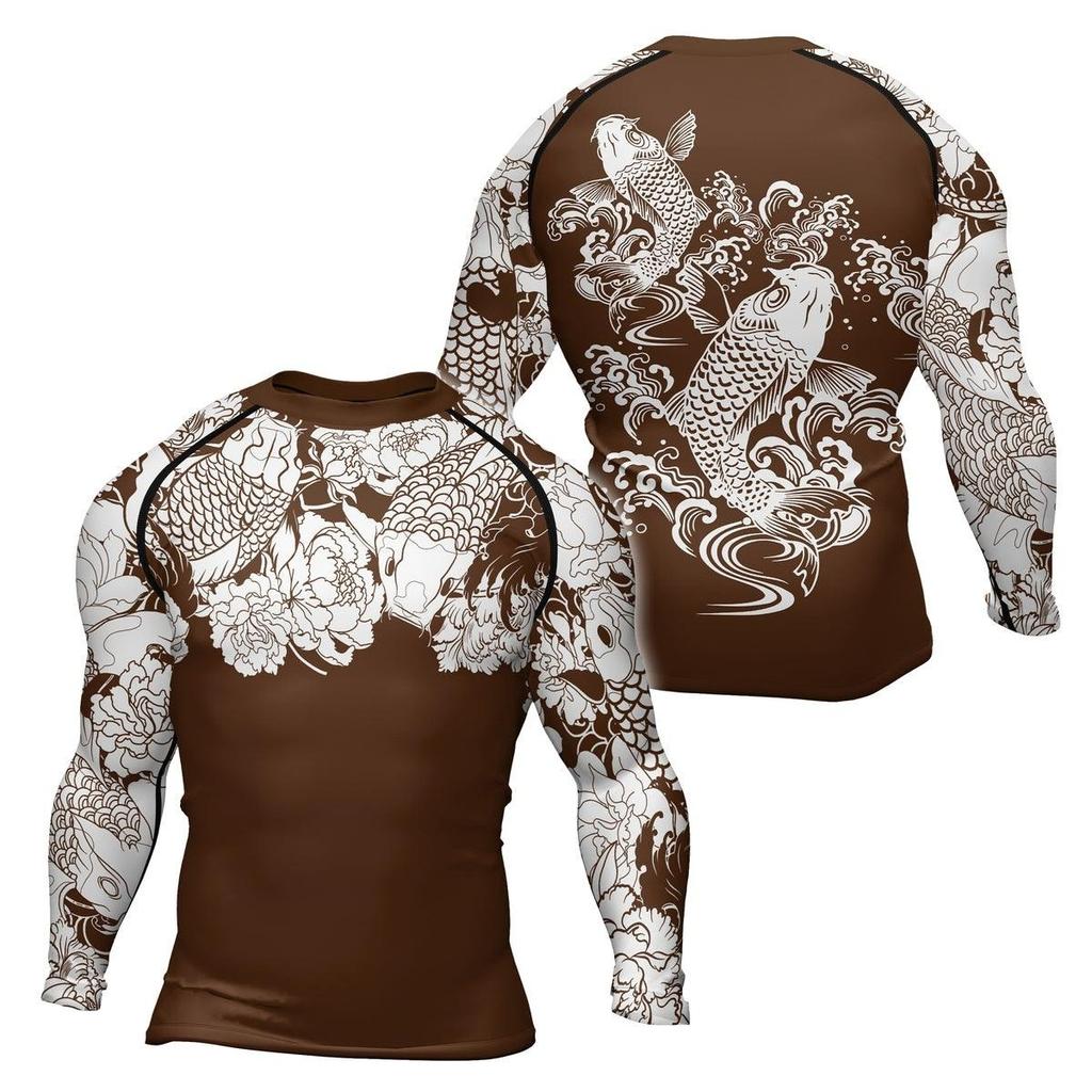 2026 New 3D Printed Quick-Drying Breathable Sports Fitness Clothing Men's Long-Sleeved T-Shirt Boxing/Judo Training Suit Y2k Top