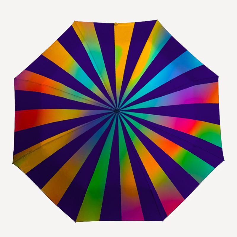

1pc Color Wheel Automatic Folding Umbrella - 8-Rib Compact Travel Umbrella Durable & Portable for Outdoor Use, Perfect Gift for Birthdays007