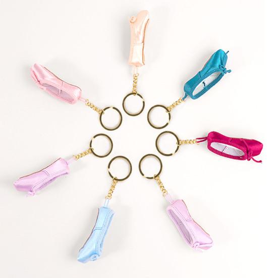 Yousheng Satin Ballet Shoe Keychain Handmade Mini Pointe Shoe Pendant with Keyring Ballet Lovers Bag Charm Gift for Ballet Dancers