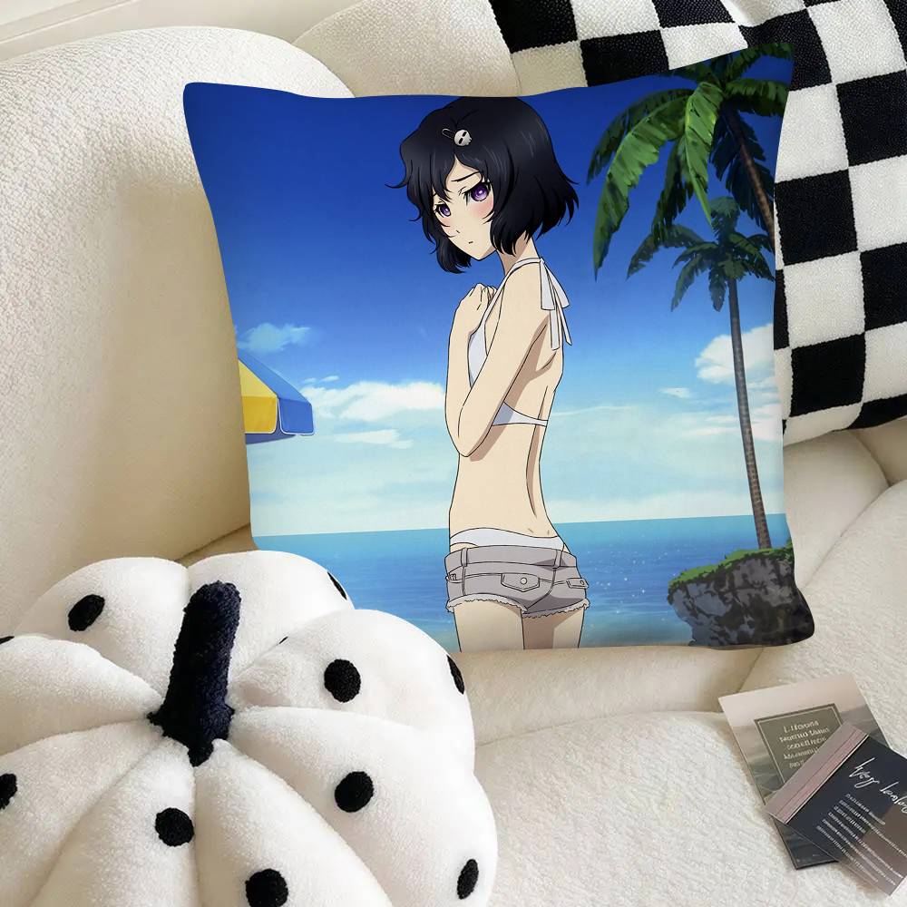 Anime Steins;Gat Cute Swimsuit Pillow Case Square Pillow Bedroom Sofa Leisure Comfort Cushion Car Home Decoration