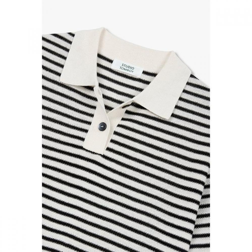 Studio Tomboy Striped Collar Pullover  9176352971 