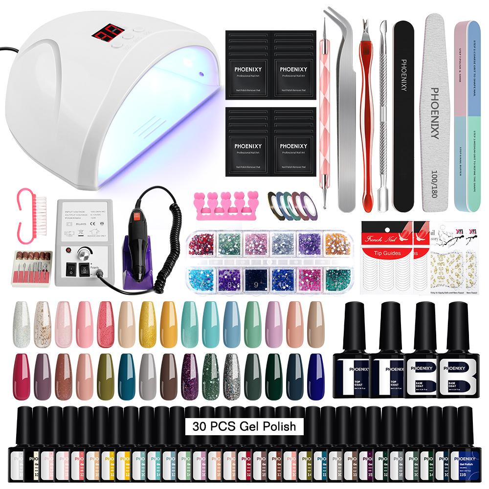 PHOENIXY 8ML Gel Nail Polish Nail Dryer 36W UV LED Lamp Nail Drill Machine Soak Off Gel Varnish Manicure Set and DIY Nail Art Decoration Tools
