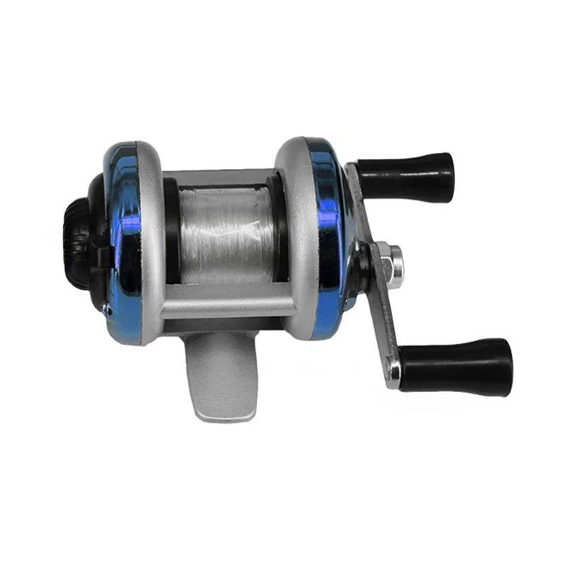 New Mini Winter Ice Fishing Wheel Double Rocker Arm Metal Main Body with Line Ice Pole Drum Bait Runner Fishing Reel Cast Drum Wheel
