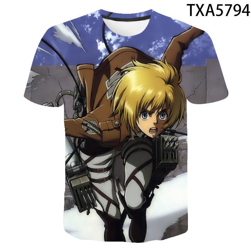 Attack on Titan 3D Digital Print T-Shirt for Men Boys, Anime Graphic Tee, Breathable Polyester Short Sleeve, Casual Streetwear Tops