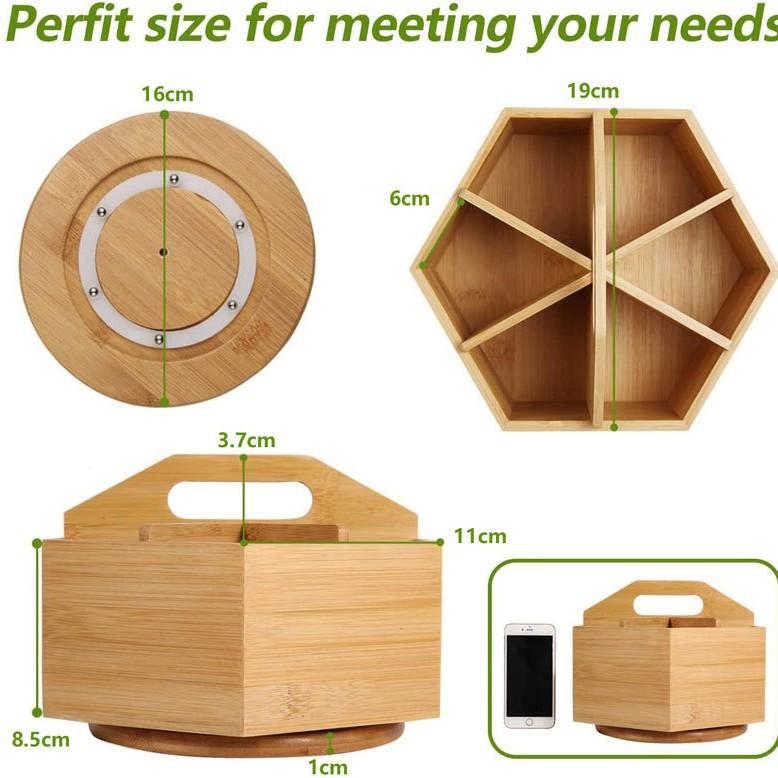Creative Multifunctional High-Appearance Rotating Pen Holder - Wooden Desktop Storage Box for Stationery & Cosmetics