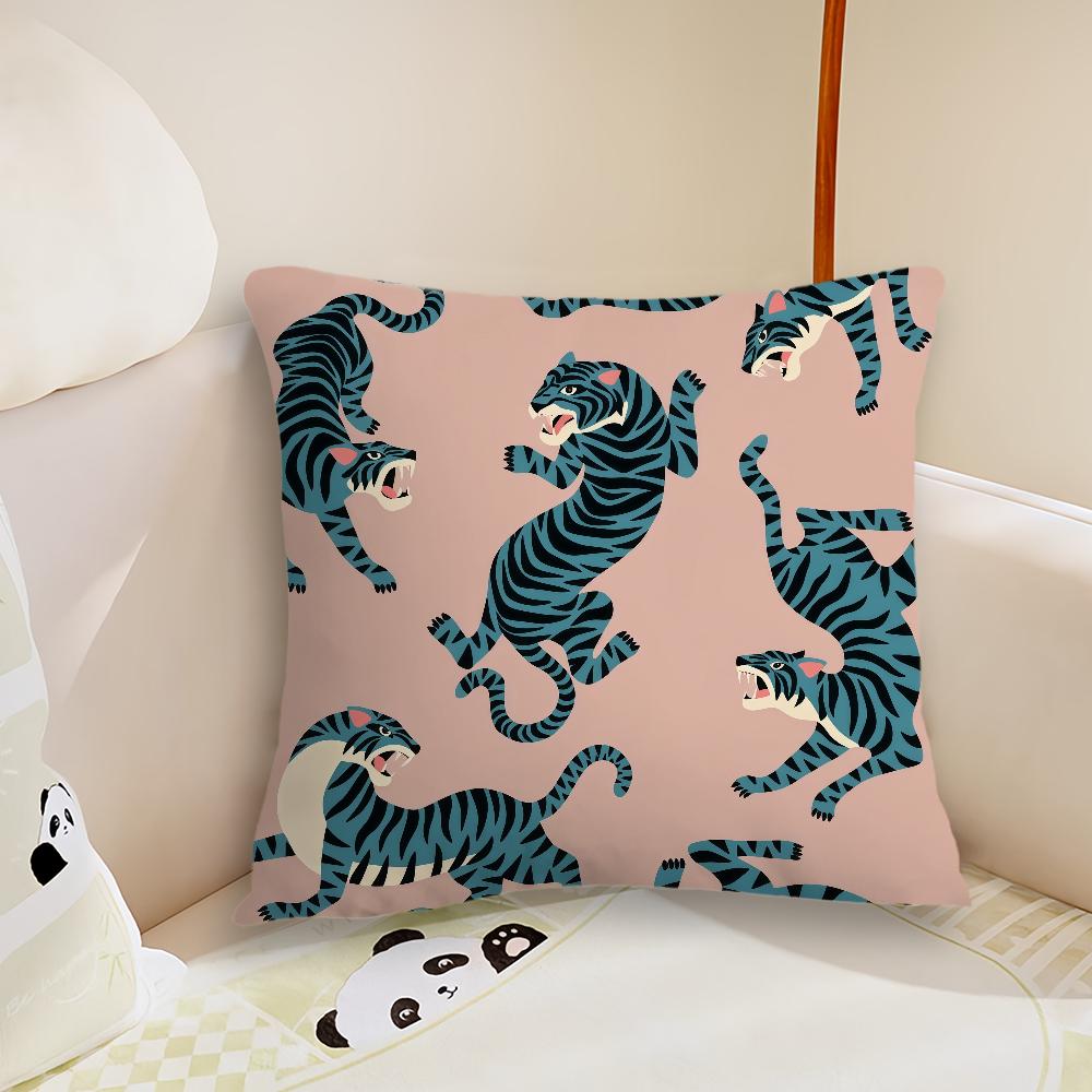 Fashion Animal Style Tiger Cushion Cover Pillow Case Plush Fabric Soft Double Sided Print Sofa Cushion Cover Throw Pillow Covers